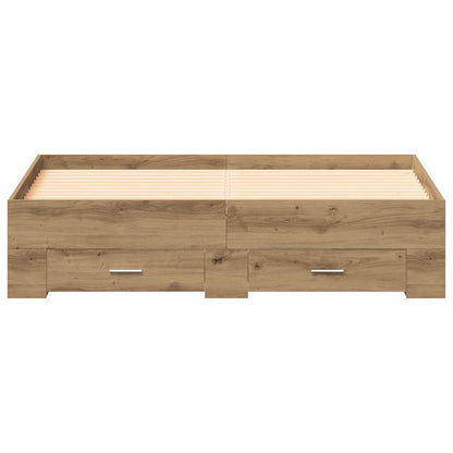 Bed Frame with Drawer Artisan Oak 135 x 190 cm Engineered Wood