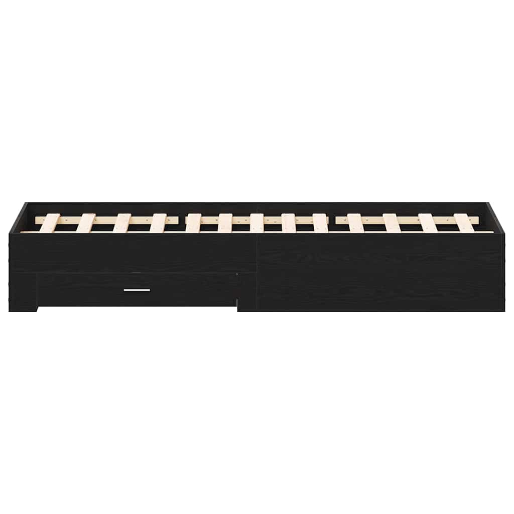 Bed Frame with Drawer Black Oak 135 x 190 cm Engineered Wood