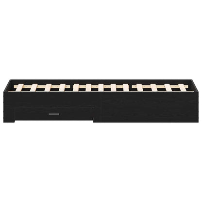 Bed Frame with Drawer Black Oak 135 x 190 cm Engineered Wood