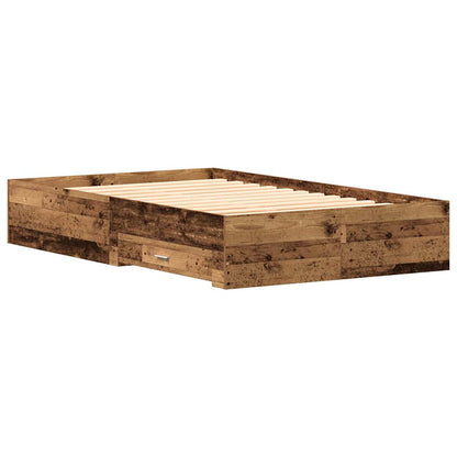 Bed Frame with Drawer Old Wood 120 x 190 cm Engineered Wood