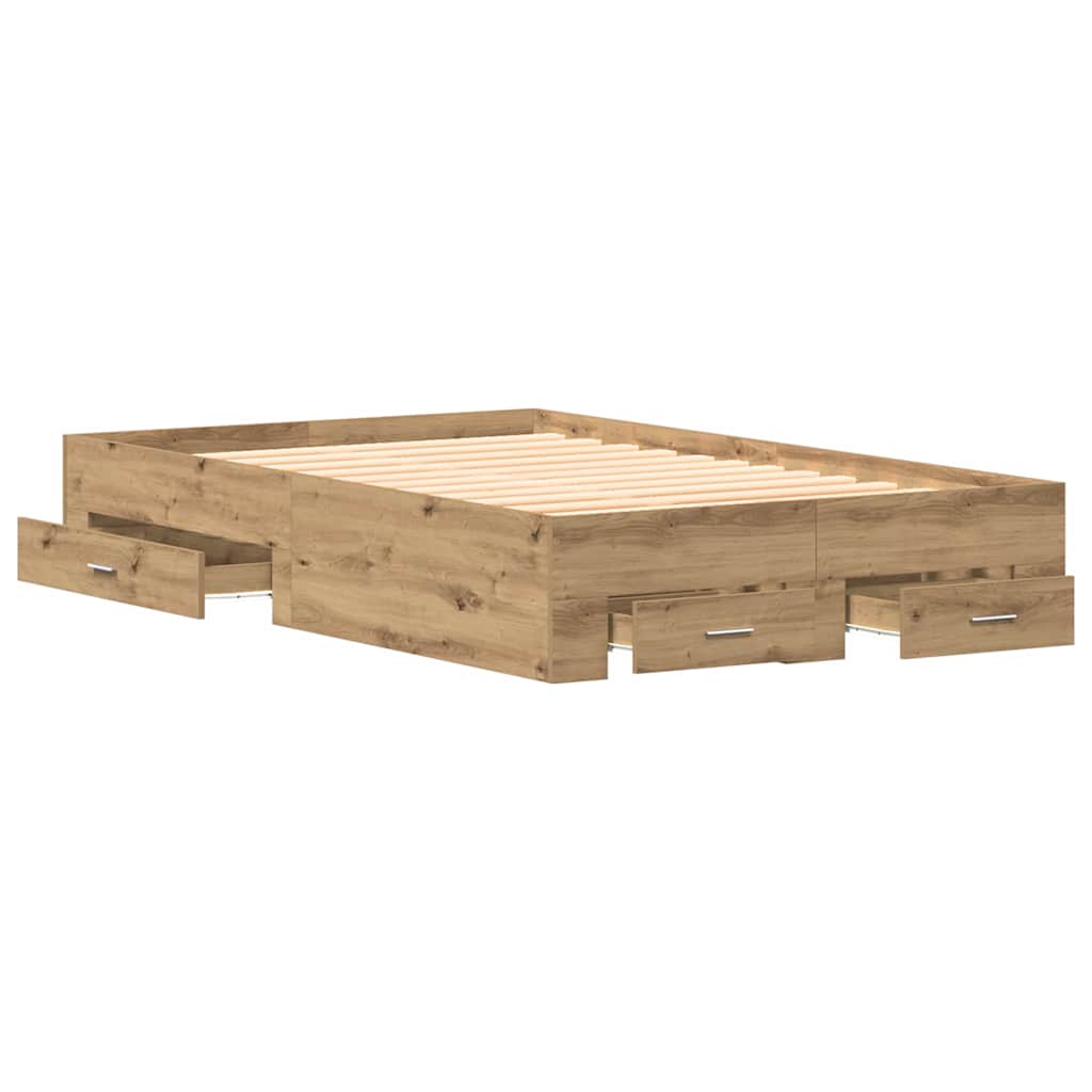 Bed Frame with Drawer Artisan Oak 120 x 190 cm Engineered Wood
