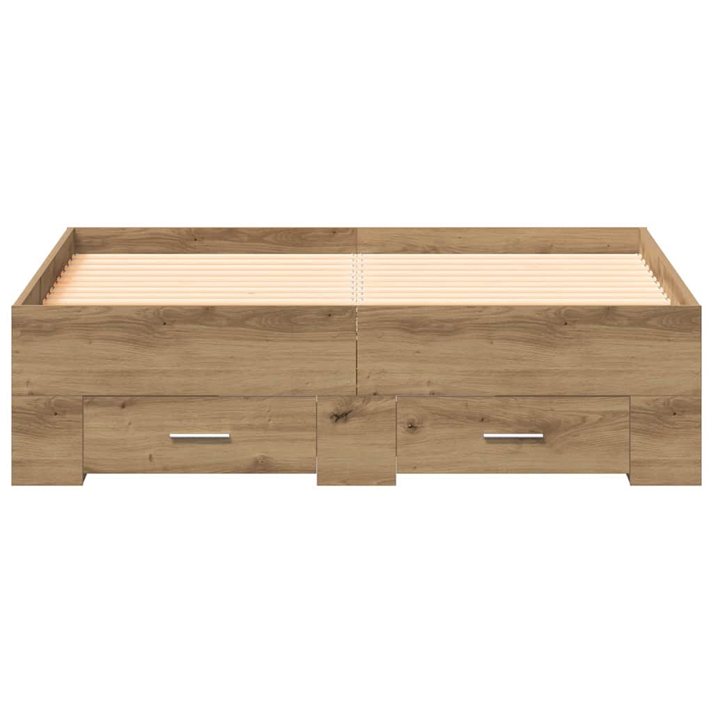 Bed Frame with Drawer Artisan Oak 120 x 190 cm Engineered Wood