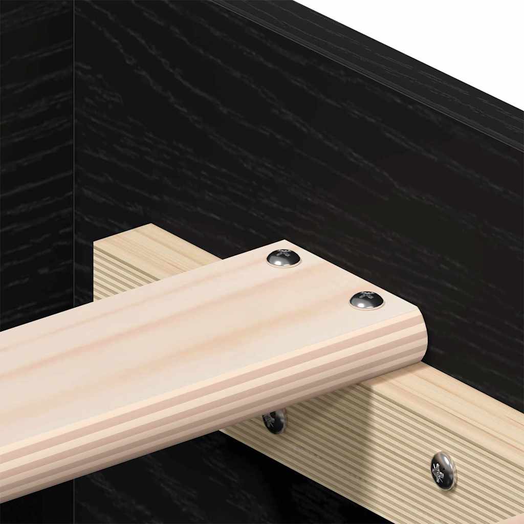 Bed Frame with Drawers Black oak 120 x 190 cm Engineered wood