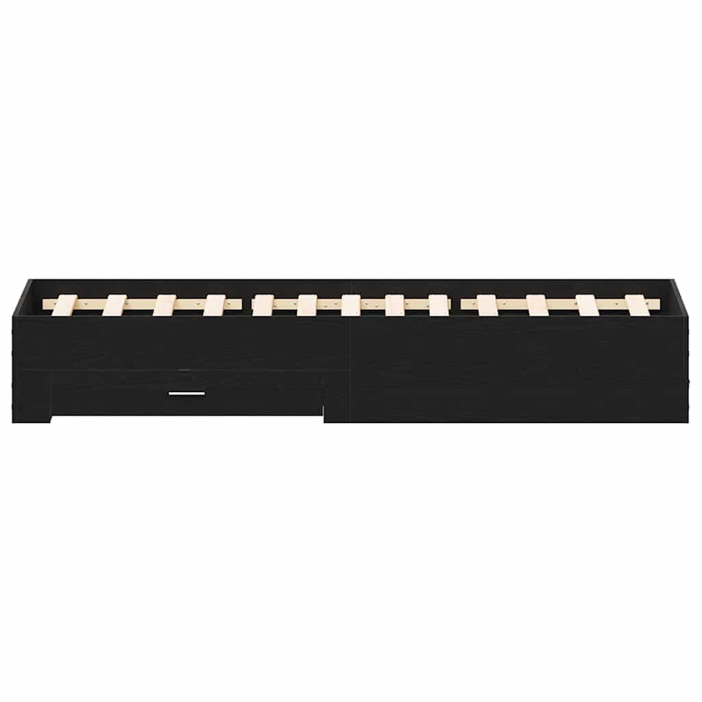 Bed Frame with Drawers Black oak 120 x 190 cm Engineered wood