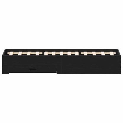 Bed Frame with Drawers Black oak 120 x 190 cm Engineered wood