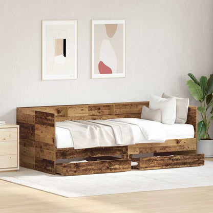 Daybed with Headboard Old Wood 100 x 200 cm Engineered Wood