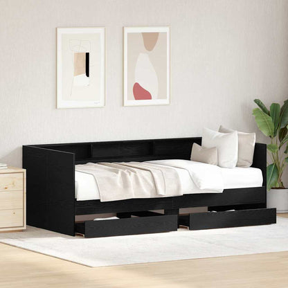 Daybed with Headboard Black Oak 100 x 200 cm Engineered Wood