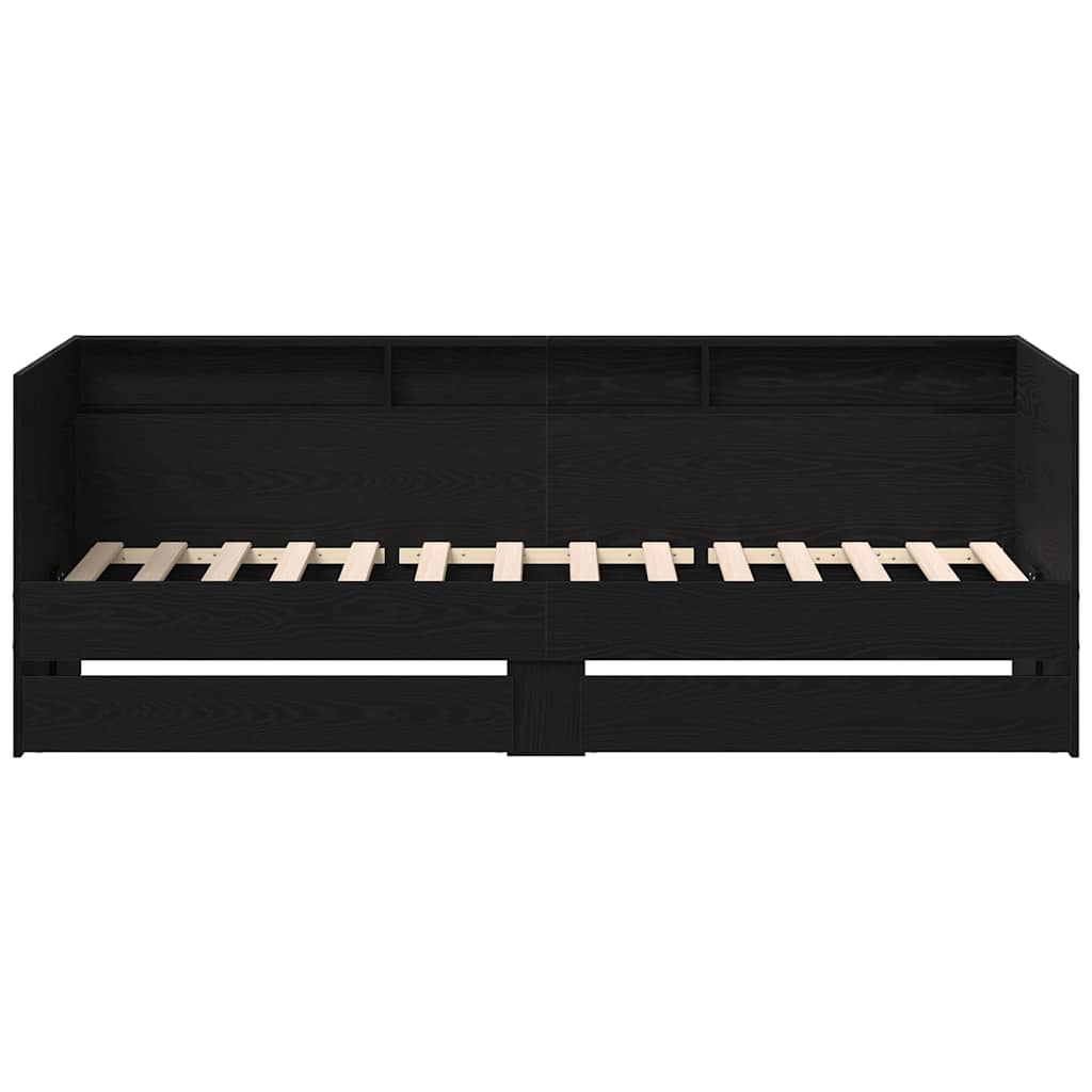 Daybed with Headboard Black Oak 100 x 200 cm Engineered Wood