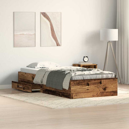 Bed Frame with Drawer Old Wood 90 x 200 cm Engineered Wood