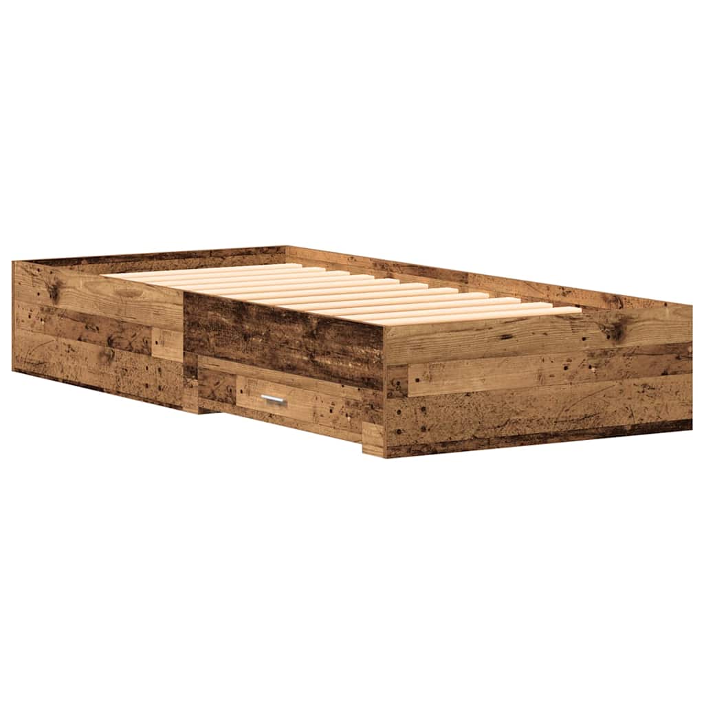 Bed Frame with Drawer Old Wood 90 x 200 cm Engineered Wood