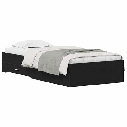 Bed Frame with Drawer Black Oak 90 x 200 cm Engineered Wood
