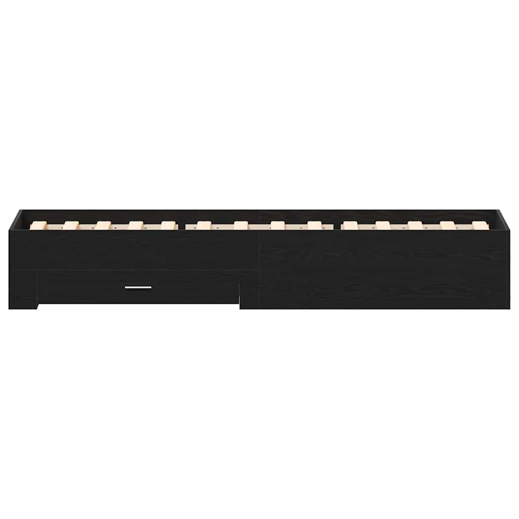 Bed Frame with Drawer Black Oak 90 x 190 cm Engineered Wood