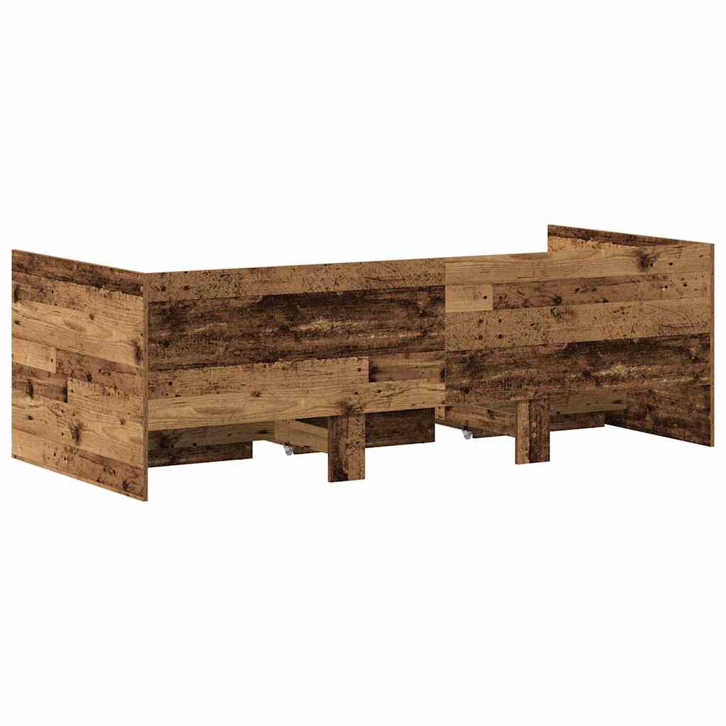 Daybed Frame with Drawers Old wood 90 x 200 cm Engineered wood