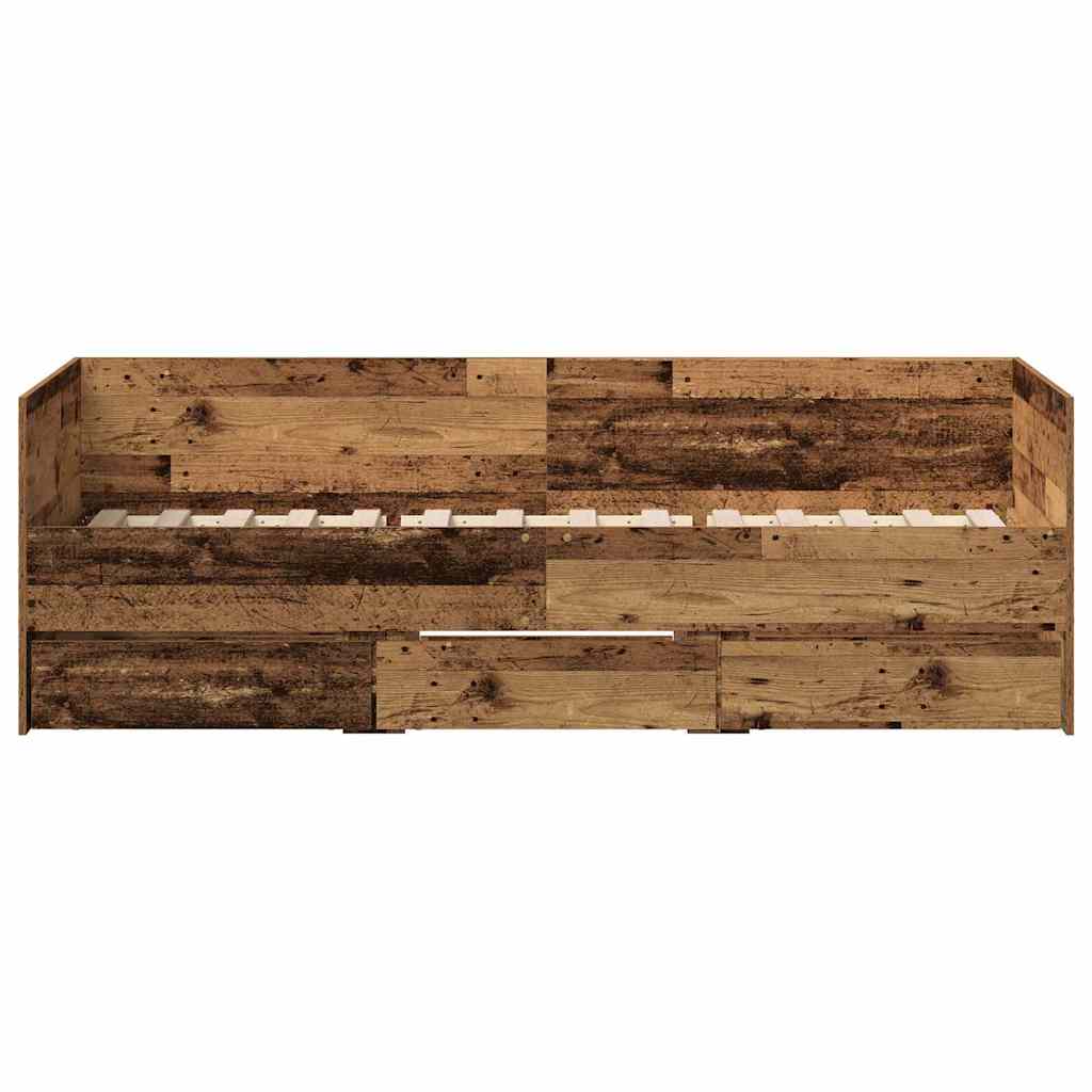 Daybed Frame with Drawers Old wood 90 x 200 cm Engineered wood