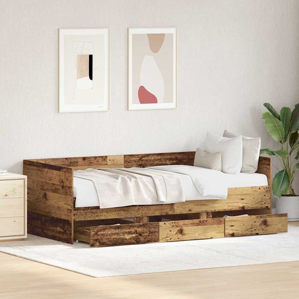 Daybed with Headboard Old Wood 90 x 190 cm Engineered Wood