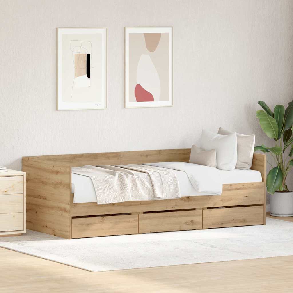 Daybed with Headboard Artisan Oak 90 x 190 cm Engineered Wood
