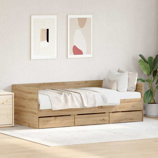 Daybed with Headboard Artisan Oak 90 x 190 cm Engineered Wood