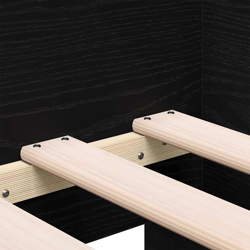 Daybed Frame with Drawers Black oak 90 x 190 cm Engineered wood