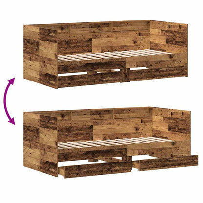 Daybed with Headboard Old Wood 90 x 200 cm Engineered Wood