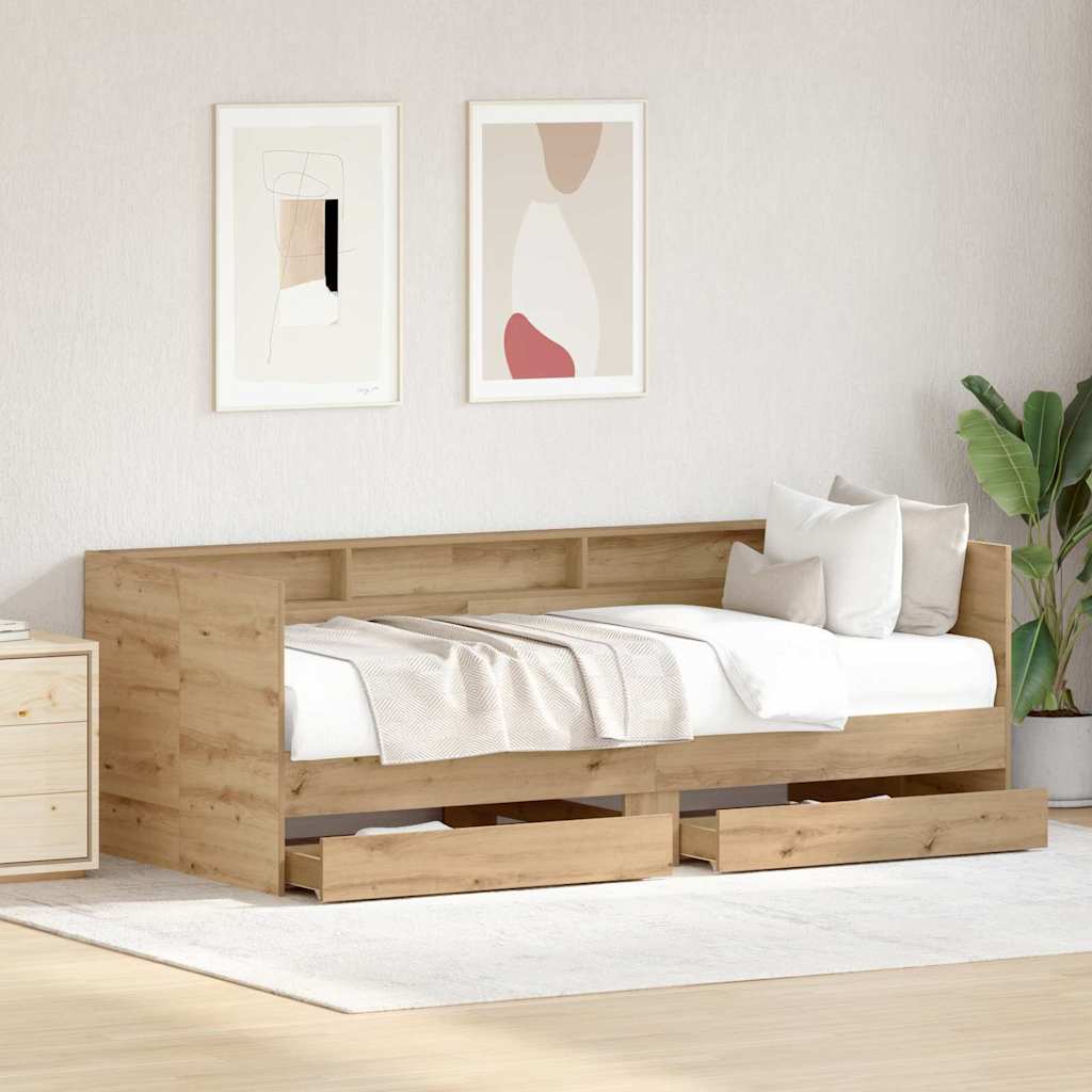 Daybed with Headboard Artisan Oak 90 x 190 cm Engineered Wood