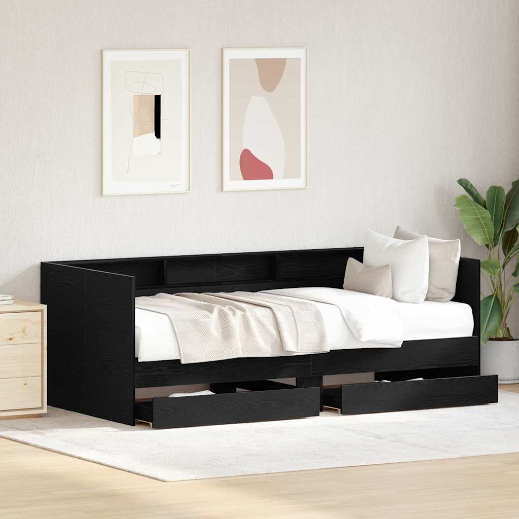 Daybed with Headboard Black Oak 75 x 190 cm Engineered Wood