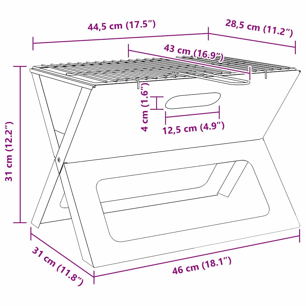 Outdoor Grill Black 46 x 30 x 31 cm Steel