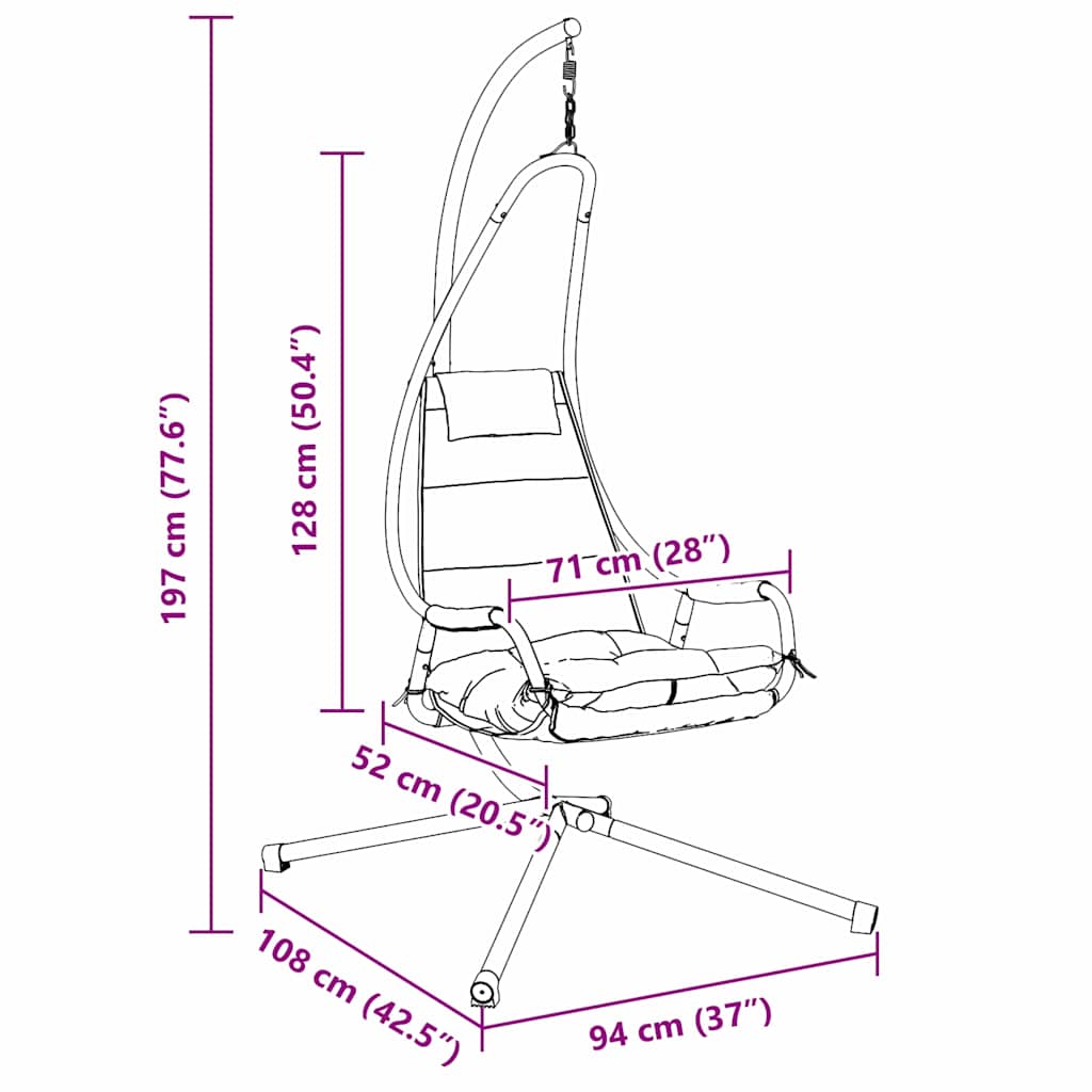 Hanging Egg Chair Folding Coffee 94 x 107 x 196.5 cm Steel