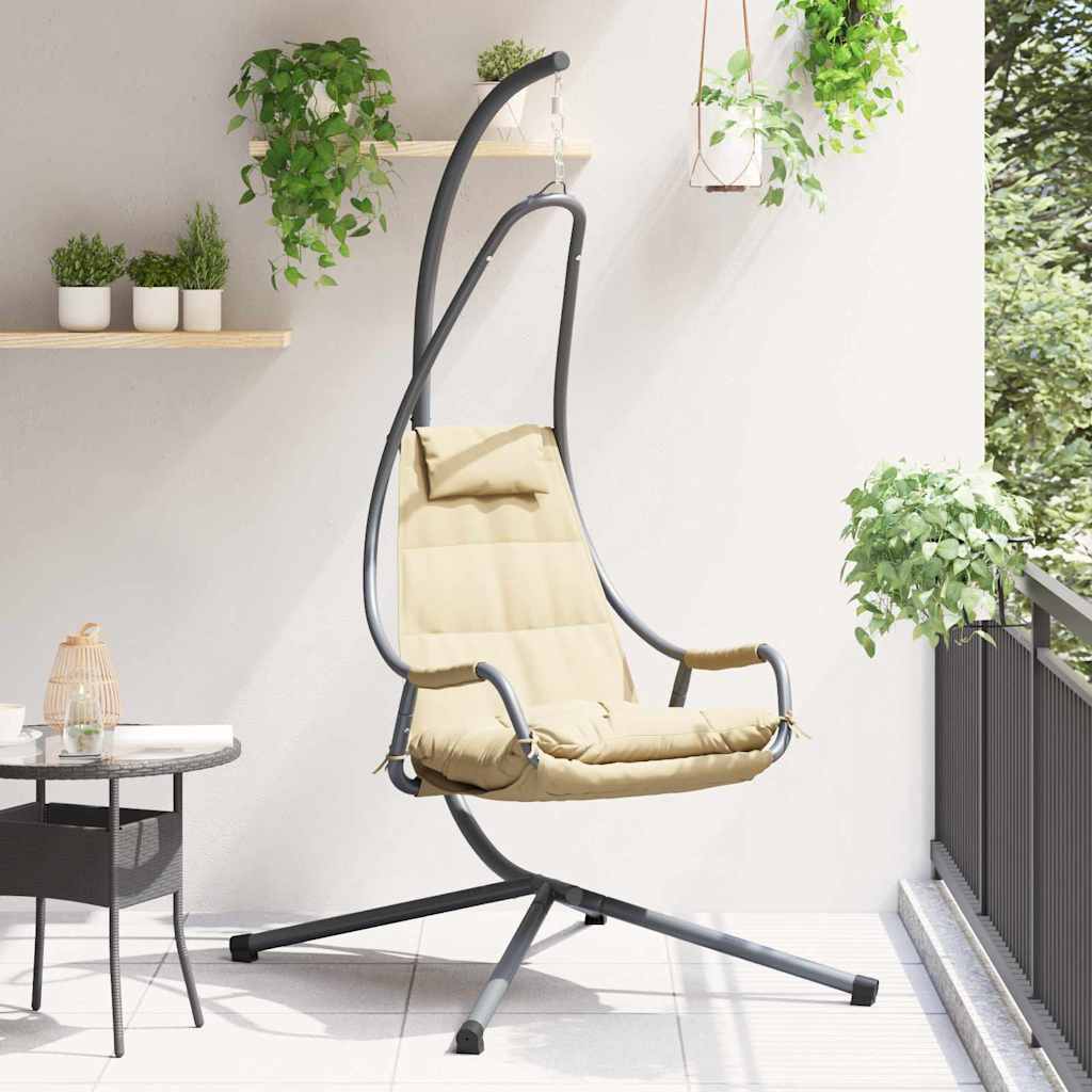 Hanging Egg Chair Folding Beige 94 x 107 x 196.5 cm Steel