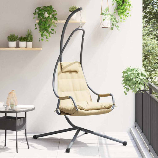 Hanging Egg Chair Folding Beige 94 x 107 x 196.5 cm Steel