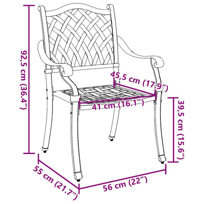 Garden Chair 2 pcs Bronze 55 x 56.5 x 91cm Aluminium