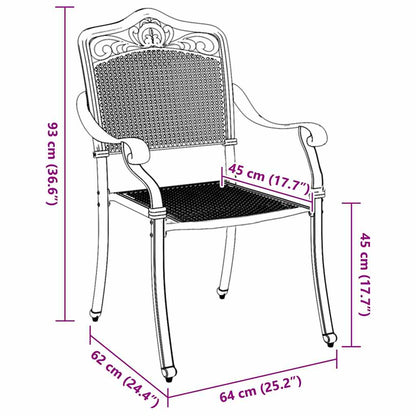 Garden Chair 2 pcs Green 55 x 56.5 x 91cm Aluminium