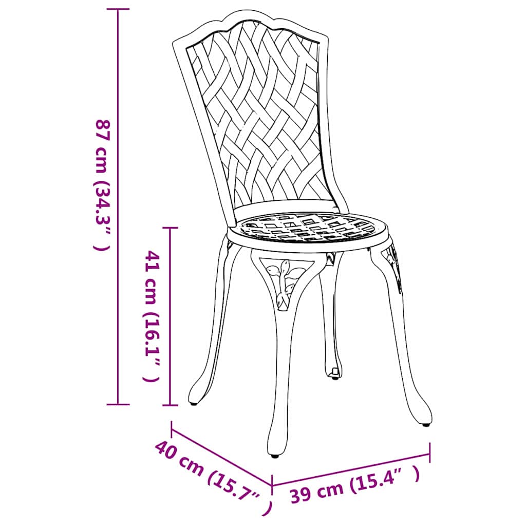 Garden Chair 2 pcs White 55 x 56.5 x 91cm Aluminium