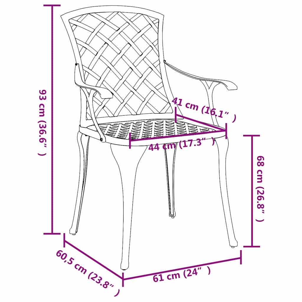 Garden Chair Green 61 x 60.5 x 93cm Aluminium
