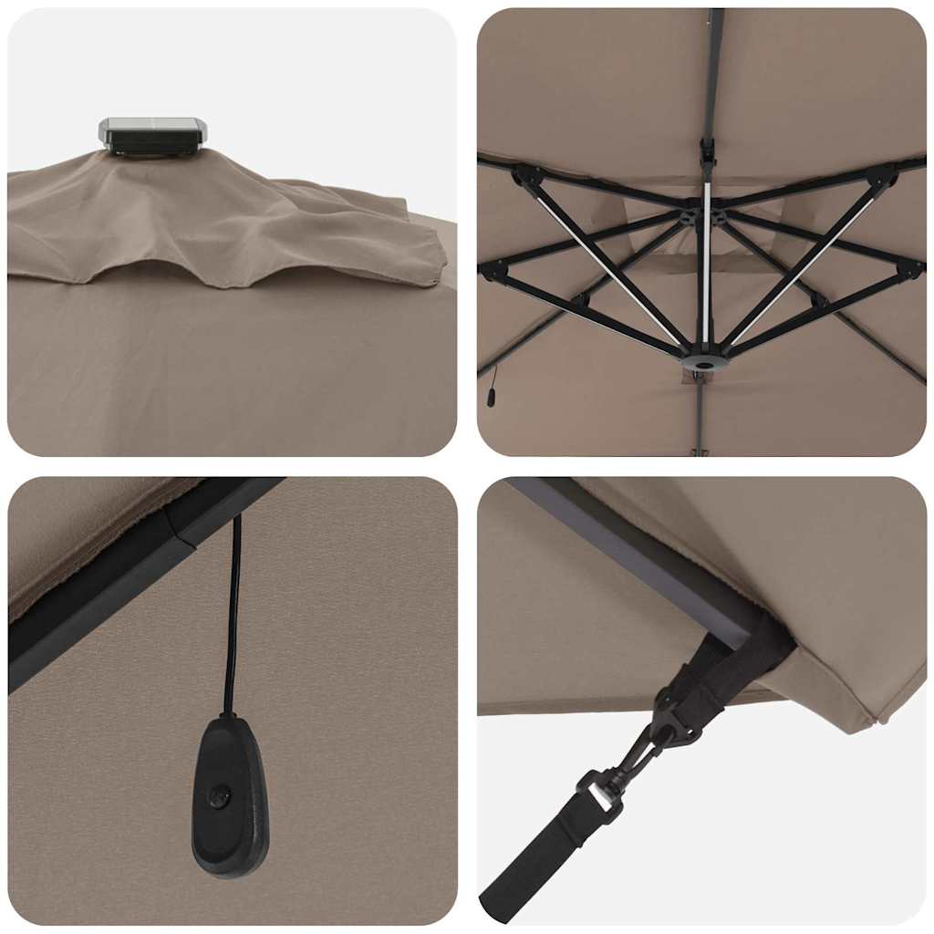 Parasol Taupe 286 x 285 x 270 cm Aluminium