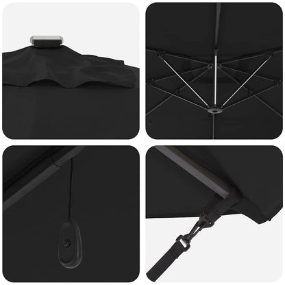 Parasol Black 286 x 285 x 270 cm Aluminium