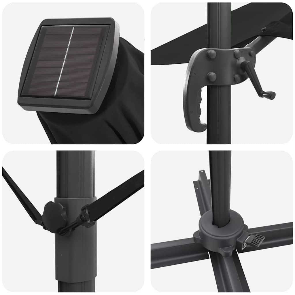 Parasol Black 286 x 285 x 270 cm Aluminium