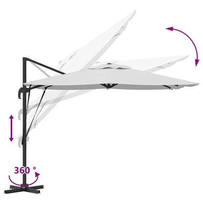 Roma Parasol Beige 286 x 285 x 265 cm Polyester and Aluminium