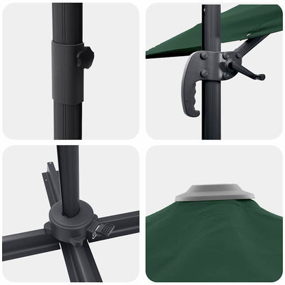 Roma Parasol Green 286 x 285 x 265 cm Polyester and Aluminium