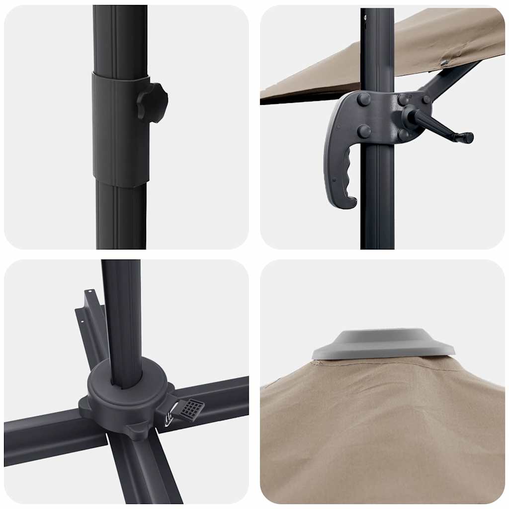 Roma Parasol Taupe 286 x 285 x 265 cm Polyester and Aluminium