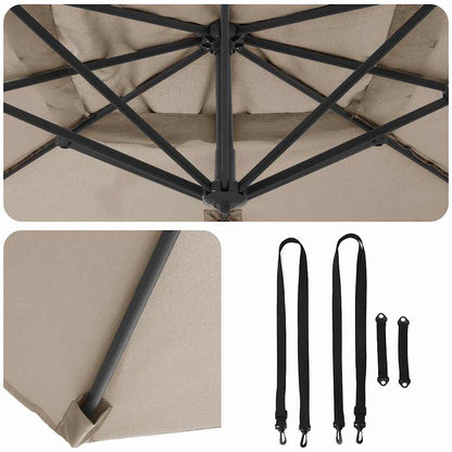 Roma Parasol Taupe 286 x 285 x 265 cm Polyester and Aluminium