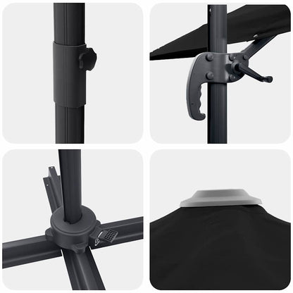 Roma Parasol Black 286 x 285 x 265 cm Polyester and Aluminium