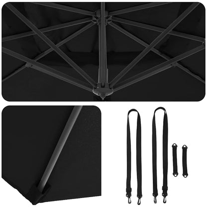 Roma Parasol Black 286 x 285 x 265 cm Polyester and Aluminium