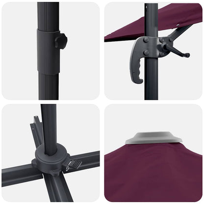 Roma Parasol Red 286 x 285 x 265 cm Polyester and Aluminium