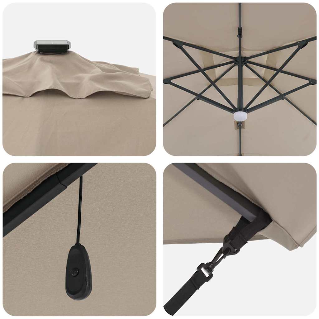 Roma Parasol Taupe 286 x 285 x 270 cm Aluminium and Polyester