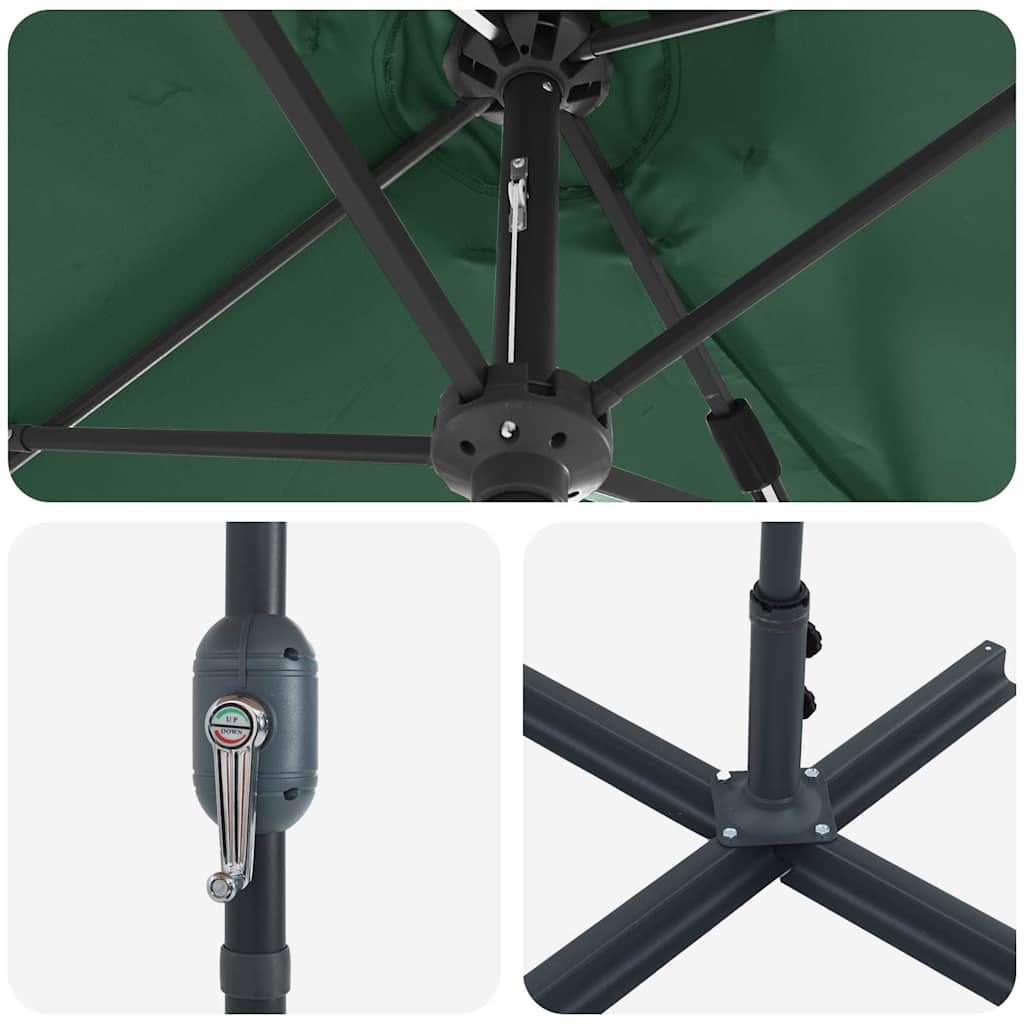 Garden Parasol Green 370 x 197 x 239 cm Powder-coated steel