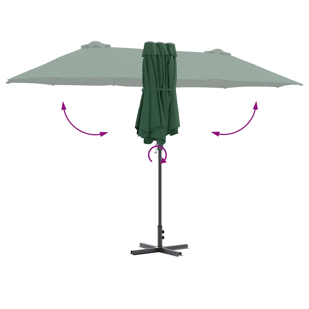 Garden Parasol Green 370 x 197 x 239 cm Powder-coated steel