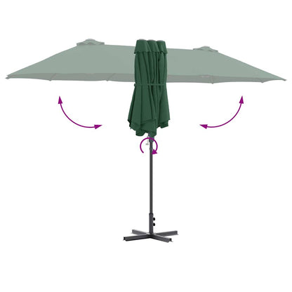 Garden Parasol Green 370 x 197 x 239 cm Powder-coated steel