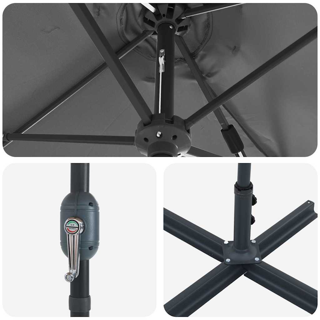 Garden Parasol Anthracite 370 x 197 x 239 cm