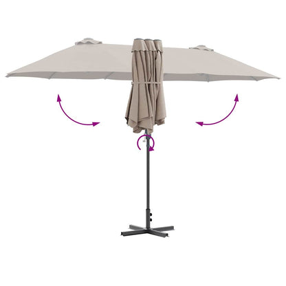 Garden Parasol Taupe 370 x 197 x 239 cm Powder-coated steel