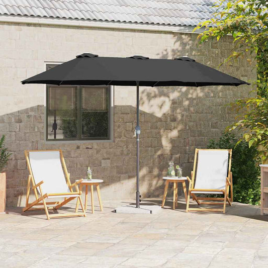 Garden Parasol Black 370 x 197 x 239 cm Powder-coated steel